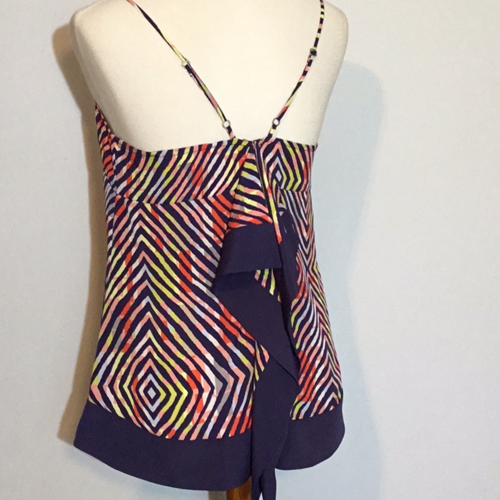 BCBGeneration blouse,adjustable spaghetti straps, back ruffle conceals zipper, M